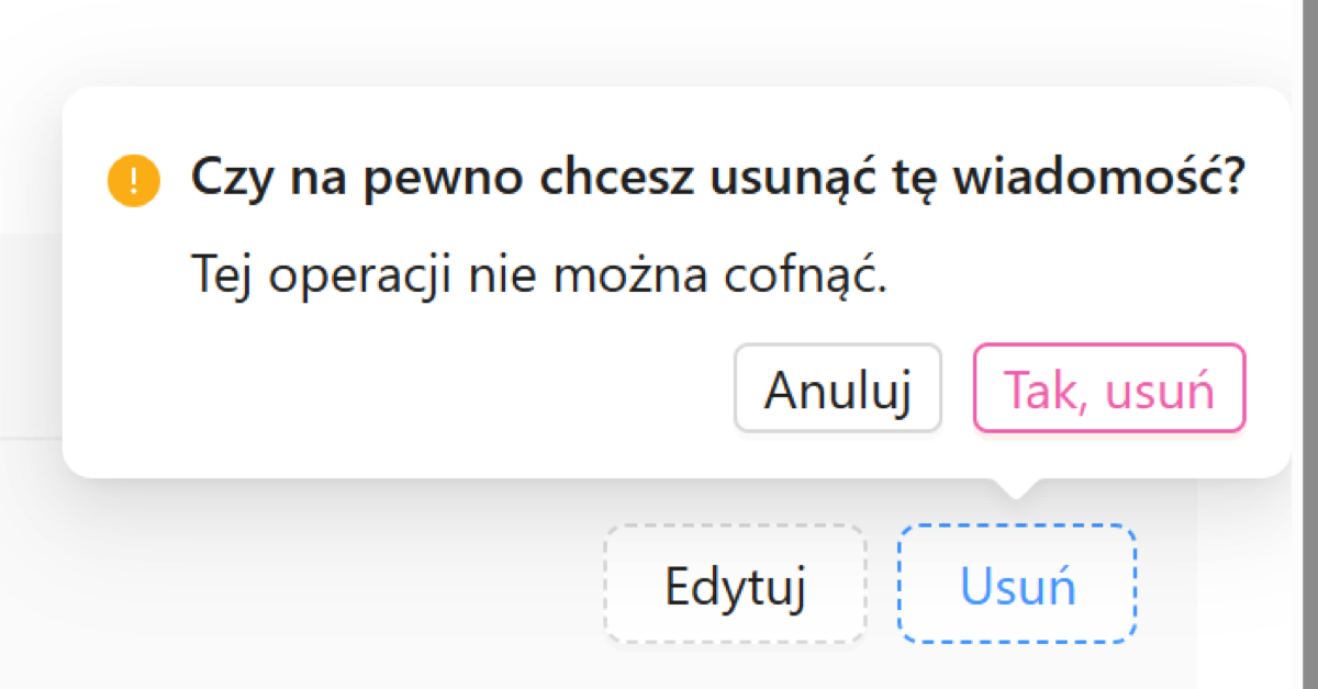 Potwierdzenie usunięcia wiadomości